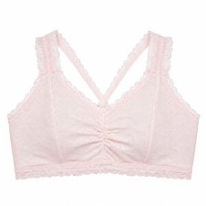 Cacique Pink Lace Bralette Wireless Racerback Plus Size 22/24 bra coquette fairy